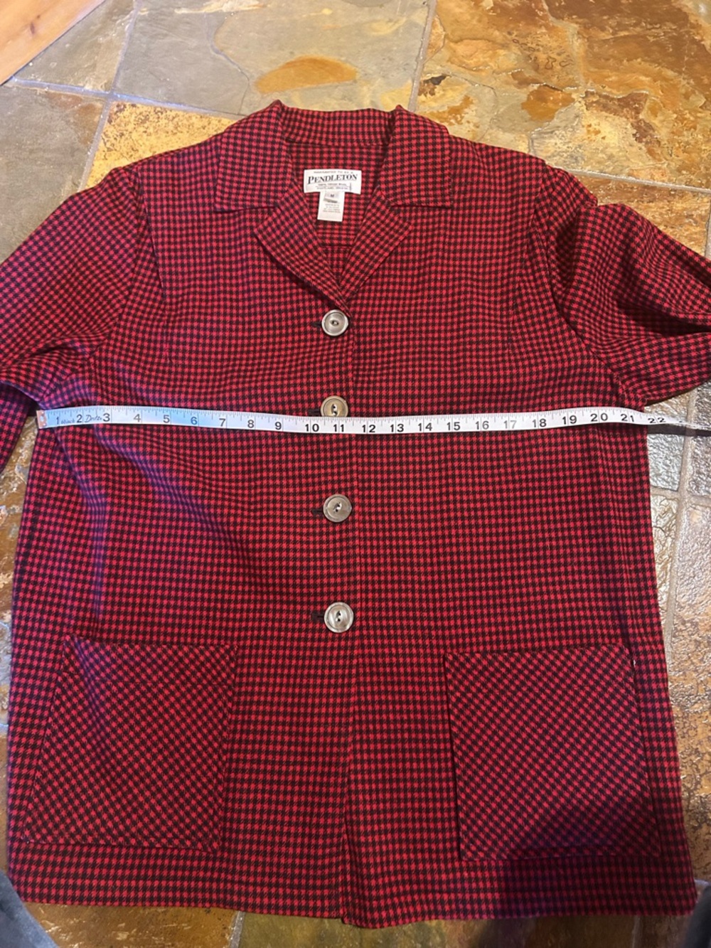 Pendleton Wool Houndstooth Jacket Red Black Button Front Women’s Size M - Picture 10 of 10